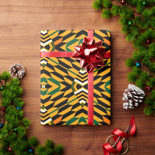 Geel modern Kente-afdrukpapier Cadeaupapier (Feestdagen Geschenken)