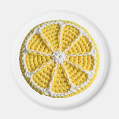 Geel Modern Minimal Fresh Crochet Lemon Slice Magneet (Voorkant)