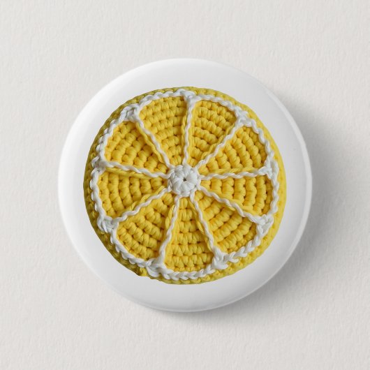 Geel Modern Minimal Fresh Crochet Lemon Slice Ronde Button 5,7 Cm (Voorkant)