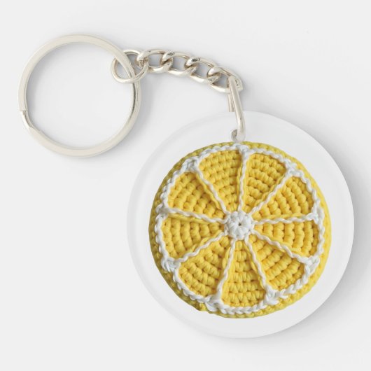 Geel Modern Minimal Fresh Crochet Lemon Slice Sleutelhanger (Voorkant)