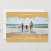Geel Modern Minimalistisch Kerstmis Collage Foto Kaart (Voorkant)
