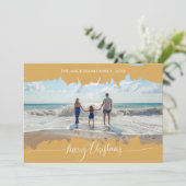 Geel Modern Minimalistisch Kerstmis Collage Foto Kaart (Staand voorkant)