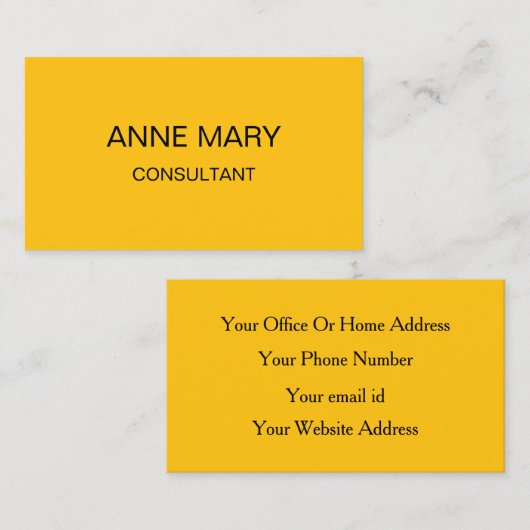 Geel Modern Minimalistisch Professioneel Sinaasapp Visitekaartje (Voorkant / Achterkant)