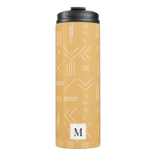 Geel Modern Prachtig Geometrisch Aangepast Monogra Thermosbeker