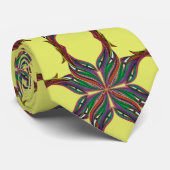 Geel modern psychedelisch mandala patroon stropdas (Opgerold)