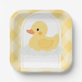 Geel Modern Rubber Ducky Baby shower Papieren Bordje (Voorkant)