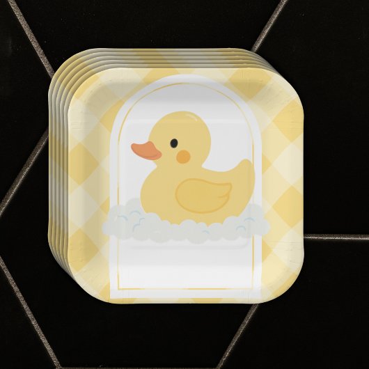 Geel Modern Rubber Ducky Baby shower Papieren Bordje