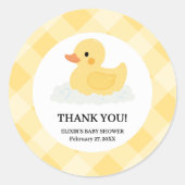 Geel Modern Rubber Ducky Baby shower Ronde Sticker (Voorkant)