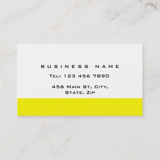 Geel, modern, stijlvol, eenvoudig visitekaartje (Achterkant)