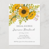 Geel modern zonnebloemen boeket bruids douche briefkaart (Voorkant)