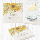 Geel modern zonnebloemen boeket bruids douche stenen onderzetter