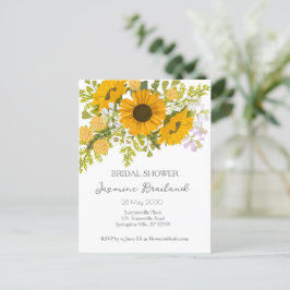 Geel modern zonnebloemen boeket bruidsdouche briefkaart
