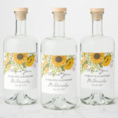 Geel Modern Zonnebloemen Boeket bruiloft Likeurfles Etiket (Flessen)