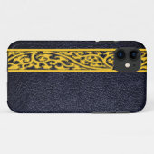 Geel modern zwart leder Case-Mate iPhone case (Achterkant (horizontaal))