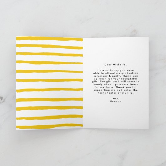 Geel | Moderne Afstuderen van de Foto van het Manu Bedankkaart (Binnen)