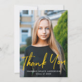 Geel | Moderne Afstuderen van de Foto van het Manu Bedankkaart (Voorkant)