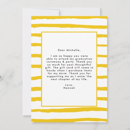 Geel | Moderne Afstuderen van de Foto van het Manu Bedankkaart (Achterkant)