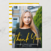 Geel | Moderne Afstuderen van de Foto van het Manu Bedankkaart (Voorkant / Achterkant)