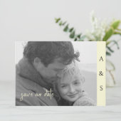Geel Moderne Eenvoud B/W foto Horizontaal Save The Date (Staand voorkant)