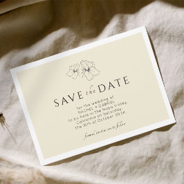 Geel | Moderne Gouden Bloemen Vlak Save The Date