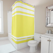 Geel: Moderne lijnen in wit Douchegordijn (In situ)