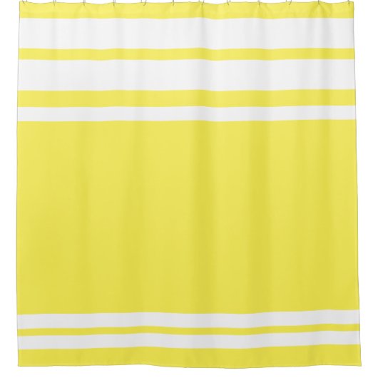 Geel: Moderne lijnen in wit Douchegordijn (Voorkant)