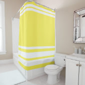 Geel: Moderne lijnen in wit Douchegordijn (In situ)