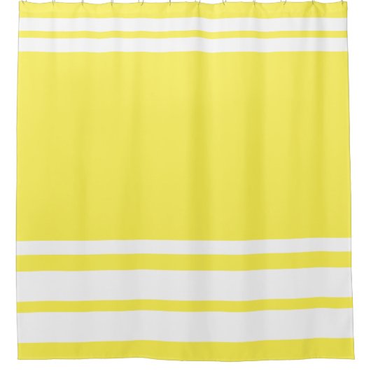 Geel: Moderne lijnen in wit Douchegordijn (Voorkant)