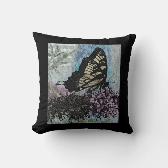Geel Monarch vlinderkussen Kussen (Voorkant)