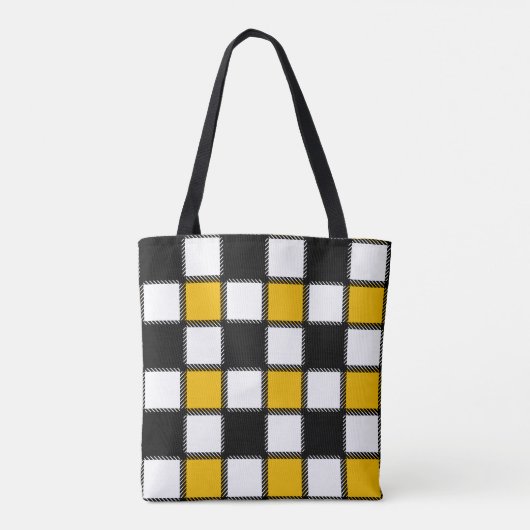 Geel monochroom controleert Canvas tas (Achterkant)