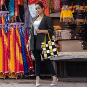 Geel monochroom controleert Canvas tas