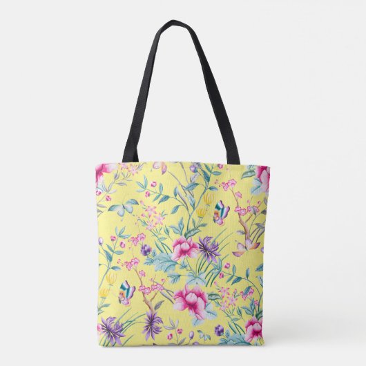 Geel monogram Floral & Butterfly Tote Bag (Achterkant)