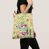 Geel monogram Floral & Butterfly Tote Bag (Dichtbij)