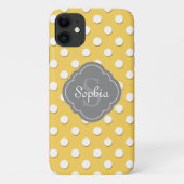 Geel monogram geelpoka Dot Pattern Gray Case-Mate iPhone Case (Achterkant)