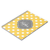 Geel monogram geelpoka Dot Pattern Gray Notitieboek (Linkerzijde)