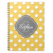 Geel monogram geelpoka Dot Pattern Gray Notitieboek (Voorkant)