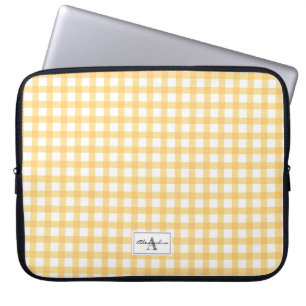 Geel monogram Gingham geplakt betonstaal Laptop Sleeve