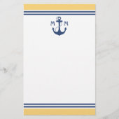 Geel monogram hartenanchor briefpapier (Voorkant)