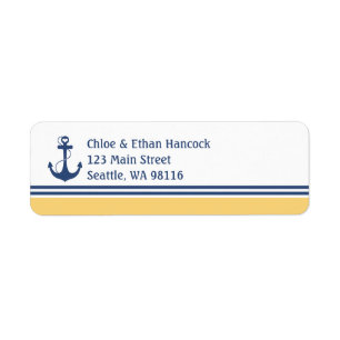 Geel monogram hartenanchor etiket