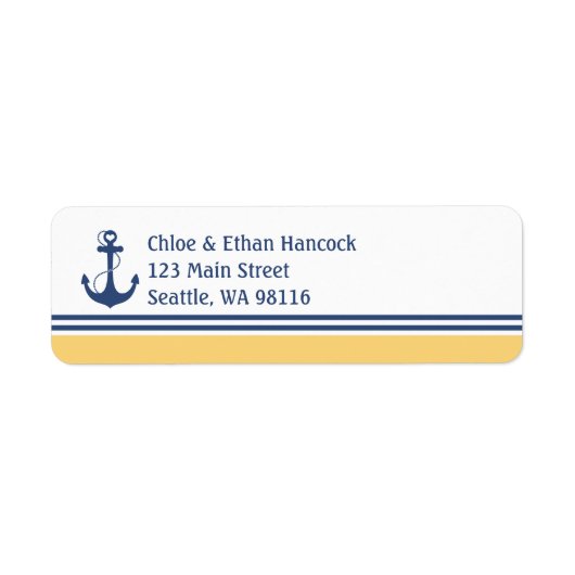 Geel monogram hartenanchor etiket (Voorkant)
