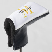 Geel monogram Initiaal en naam op maat Golfheadcover (3/4 voorkant)
