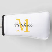 Geel monogram Initiaal en naam op maat Golfheadcover (Voorkant)