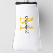 Geel monogram Initiaal en naam op maat Golfheadcover (Draai 90)