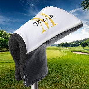 Geel monogram Initiaal en naam op maat Golfheadcover