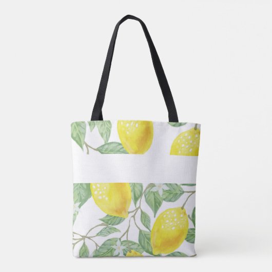 Geel monogram Initiaal op de zomervakantie met Lem Tote Bag (Achterkant)