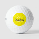 Geel monogram initialen naam golfballen (Voorkant)