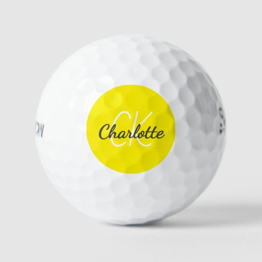 Geel monogram initialen naam golfballen (Voorkant)