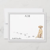 Geel monogram labrador Retriever grijze grens Notitiekaartje (Voorkant)