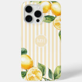 Geel Monogram Lemon Elegant Stripe Mediterraan Case-Mate iPhone Case (Achterkant)