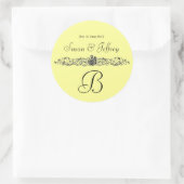 Geel Monogram Logo Namen Datum Bruiloft Label (Tas)